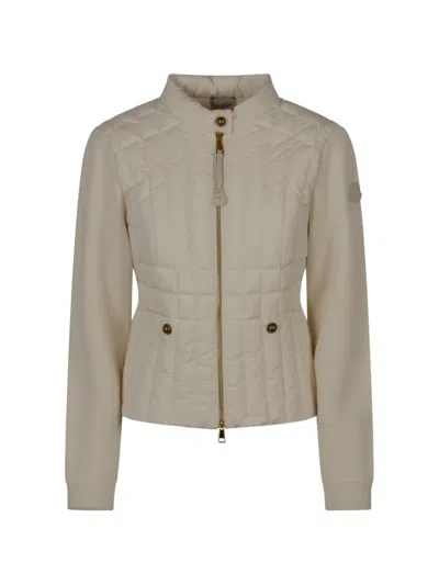 Moncler Quilted Panelled Jacket In Neutral