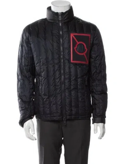 Pre-owned Moncler Quilted Pattern Graphic Print Windbreaker In Blue