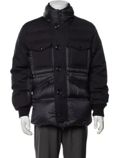 Pre-owned Moncler Quilted Pattern Puffer Coat In Blue