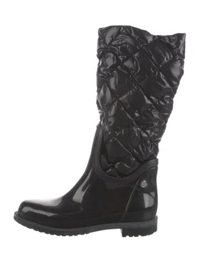 Pre-owned Moncler Quilted Pattern Rubber Rain Boots In Black