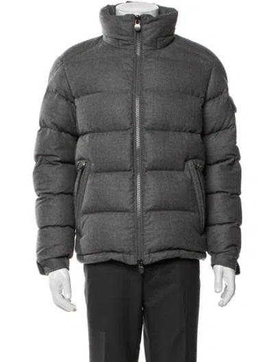 Pre-owned Moncler Quilted Pattern Virgin Wool Puffer Coat In Gray