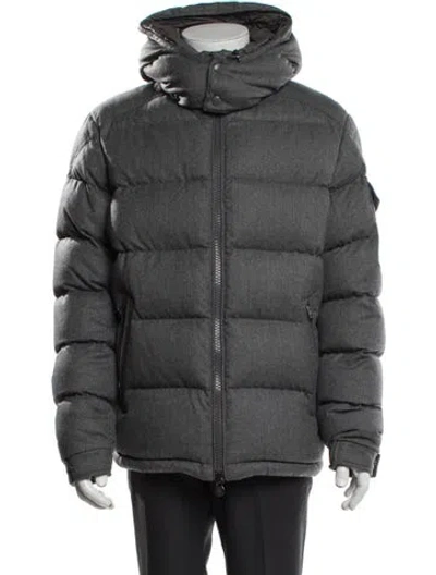 Pre-owned Moncler Quilted Pattern Virgin Wool Puffer Coat In Grey