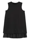 Moncler Quilted Pleated Mini Dress In Black