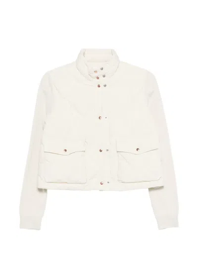 Moncler Quilted Pocketed Jacket In White