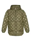 Moncler Green Quilted Jacket In Nylon In Green