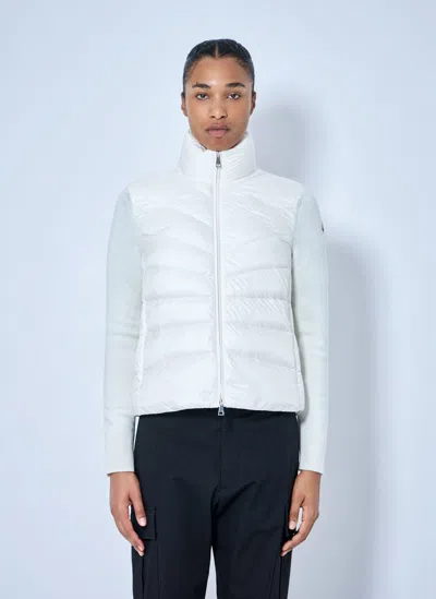 Moncler Quilted Puffer Jacket With Knit Sleeves In White