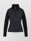 Moncler Quilted Ribbed Collar Long Sleeves Jacket In Blue