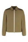 Moncler Zip Front Quilted Seersucker Shirt In Green