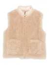 Moncler Quilted Shearling Vest In Neutral