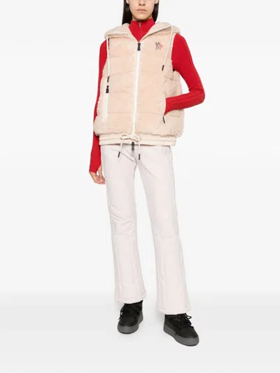 Moncler Quilted Shearling-effect Gilet In Pink