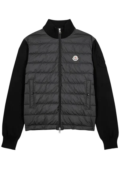 Moncler Quilted Shell And Cotton Jacket In Gray
