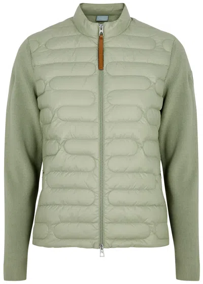 Moncler Quilted Shell And Cotton Jacket In Sage