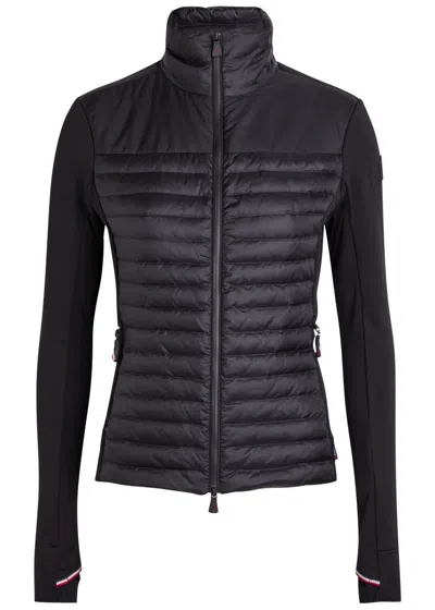 Moncler Quilted Shell And Jersey Jacket In Black