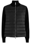 Moncler Padded Wool Cardigan In Black