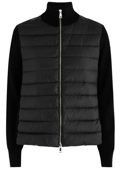 MONCLER MONCLER QUILTED SHELL AND WOOL CARDIGAN