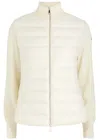 Moncler Logo-appliqué Panelled Puffer Jacket In White