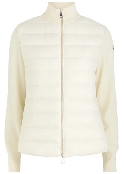 Moncler Logo-appliqué Panelled Puffer Jacket In Pink