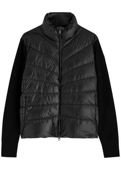 Moncler Quilted Shell And Wool Jacket In Black