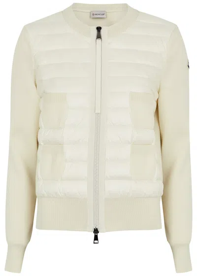 Moncler Quilted Shell And Wool Jacket In Off White