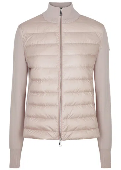 Moncler Quilted Shell And Wool Jacket In Pink
