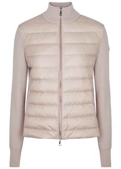 Moncler Quilted Shell And Wool Jacket In Pink & Purple