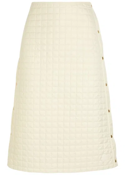 Moncler Quilted Shell Midi Skirt In Sand