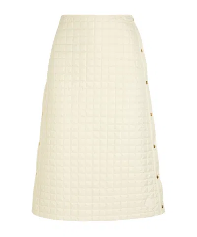 Moncler Quilted Shell Midi Skirt In Neutral