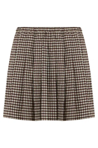 Moncler Quilted Shell Mini Skirt In Brown
