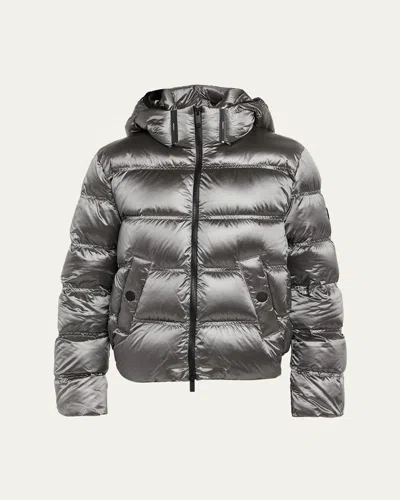 Moncler Quilted Short Down Jacket In Gray