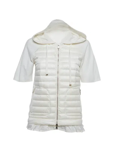 Pre-owned Moncler Quilted Short-sleeve Jacket In White