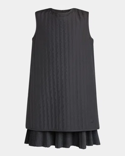 Moncler Quilted Sleeveless Shift Dress In Black