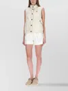 Moncler Quilted Sleeveless Top High Collar In White