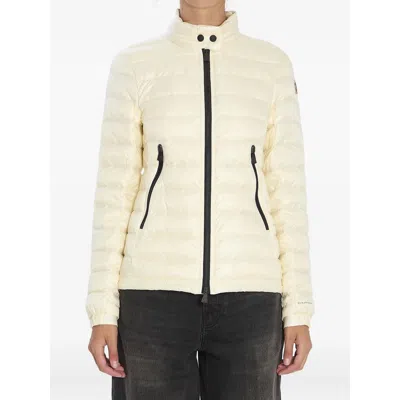 Moncler Quilted Snap-buttoned Collar Coat In White