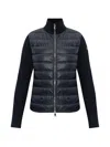 Moncler Tricot Virgin Wool Cardigan High Collar In Black