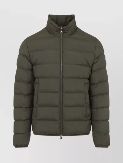 Moncler Short Zip-up Puffer In Khaki In Green