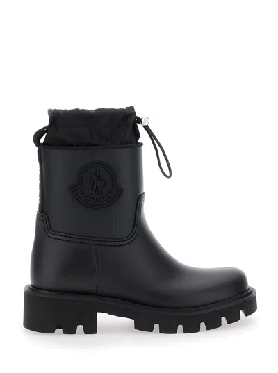 Moncler Drawstring Embosssed-logo Rain Boots In Black