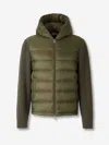 Moncler Mens Olive Hybrid Tricot Hooded Wool Knit Cardigan In Green