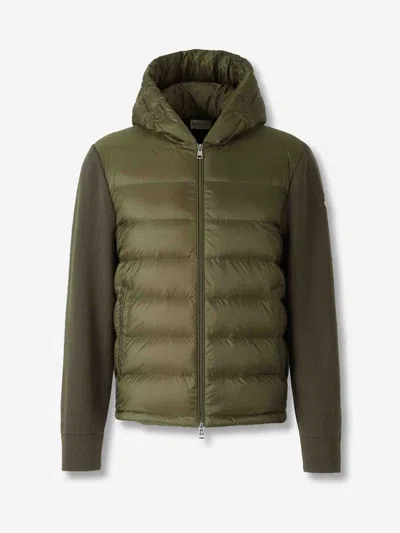 Moncler Quilted Tricot Cardigan In Green