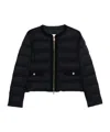 Moncler Quilted-trimmed Down Jacket In Blue