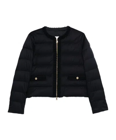 MONCLER MAUR WOOL-TRIMMED SHORT DOWN JACKET