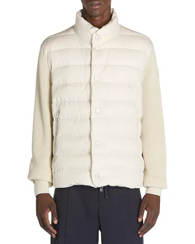Moncler Quilted Vest Cardigan In Light Beige