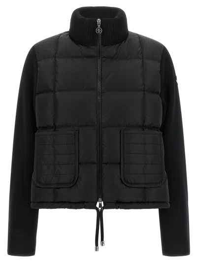 Moncler Quilted Virgin Wool Hybrid Vest In Black