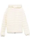 Moncler Quilted White Hooded Coat With Zip Closure In Neutral