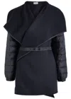 Moncler Quilted Wool Cape Coat In Blue Dark