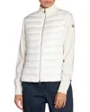Moncler Quilted Wool Puffer Cardigan In White
