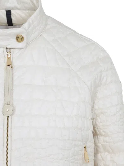 Moncler Quilted Zip Jacket In Neutral