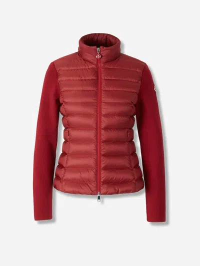 Moncler Quilted Zip-up Cardigan In Red