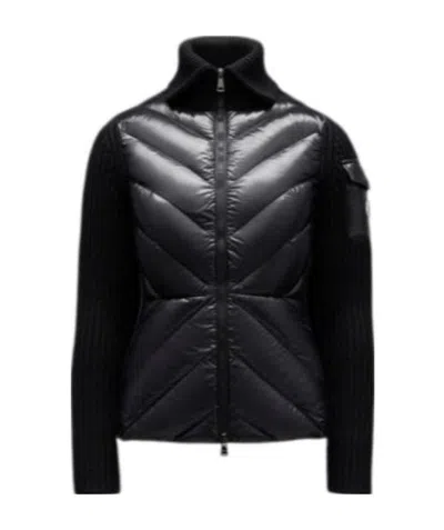 Moncler Quilted Zip-up Cardigan In Black