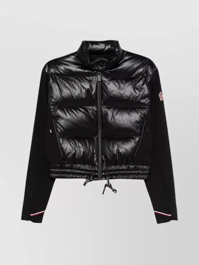 Moncler Quilted Zip-up Cardigan Featuring Drawstring Detail In Black