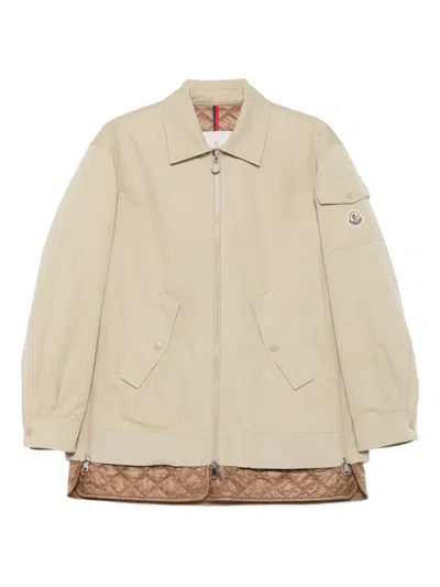 Moncler Quilted Zip-up Jacket In Neutral